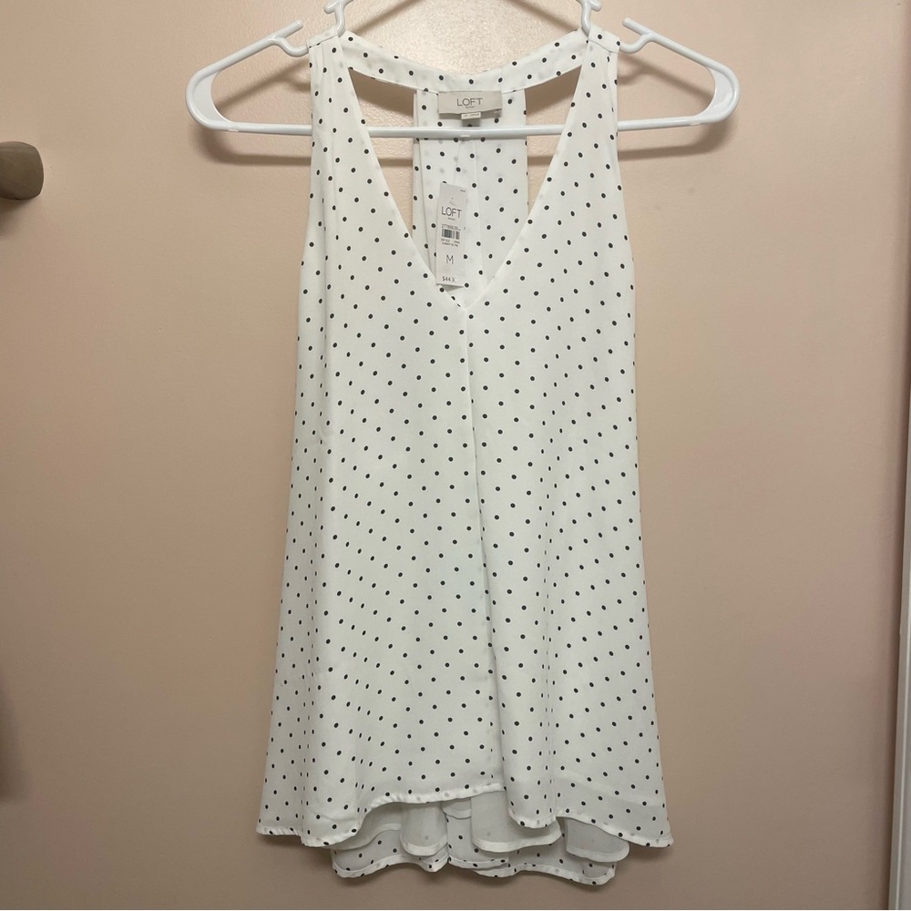 LOFT White Top with Black Dots